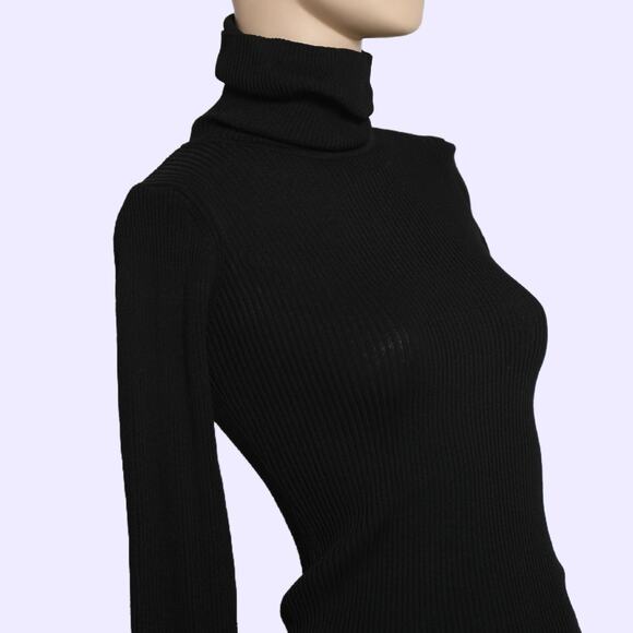 THE LINE BY K Black Ribbed Turtleneck Top w/ Tags - Picture 5 of 9